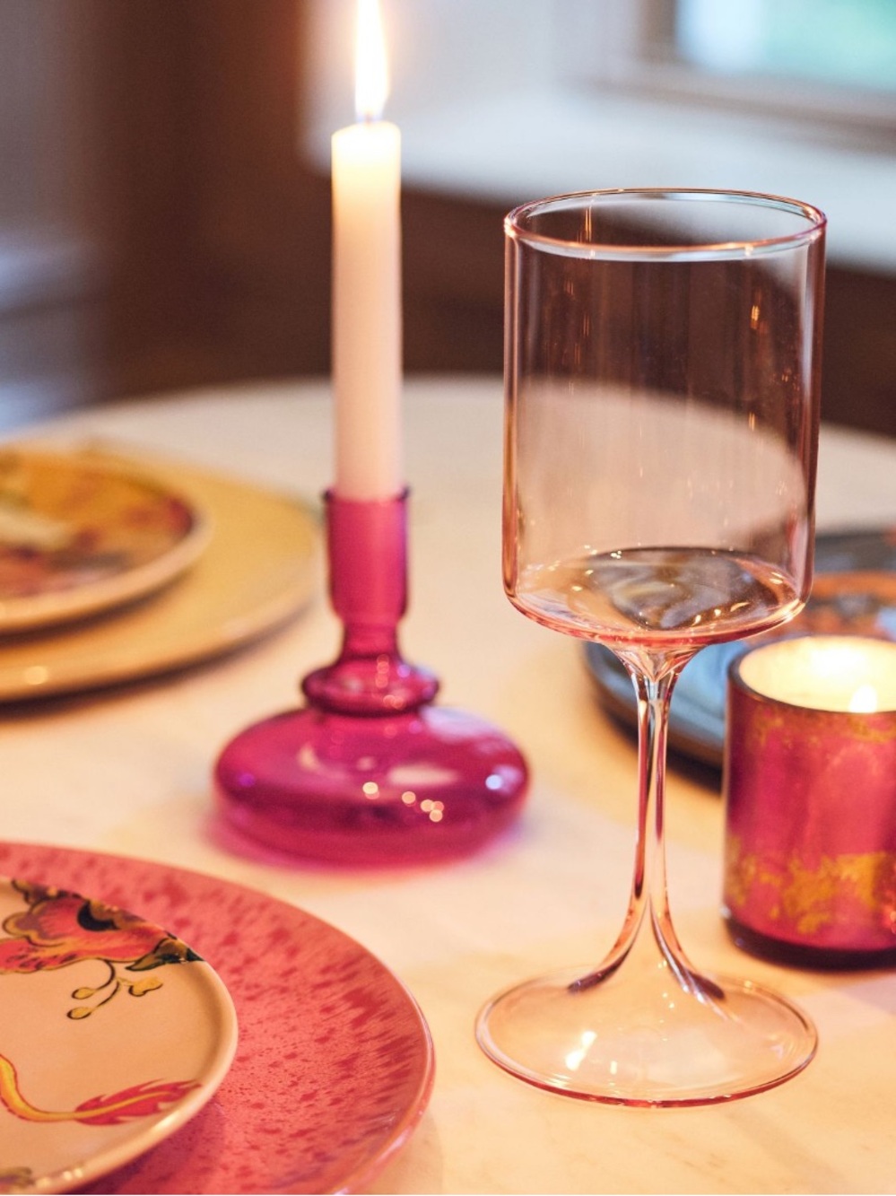 LAST SET🔥 Anthropologie Morgan Pink Wine Glass set of 4 stemware